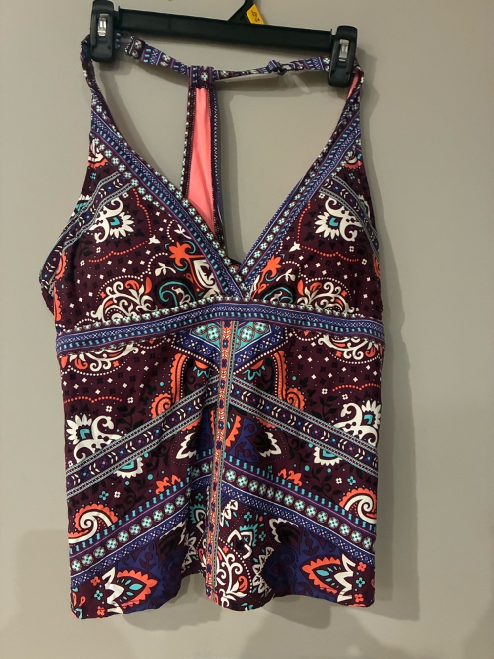 Title Nine Purple Paisley Tankini with Coral and Teal Accents NWT